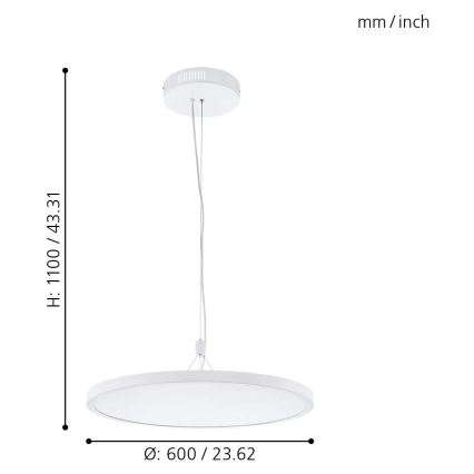 Eglo 33676 - LED RGBW prigušiva luster na sajli CERIGNOLA-C LED/32W/230V 2700-6500K bela + daljinski upravljač