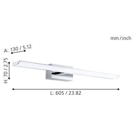 Eglo 33767 - LED RGBW prigušiva rasveta za kupatilsko ogledalo TABIANO-C LED/15,6W/230V 2700-6500K 60,5 cm IP44 + daljinski upravljač
