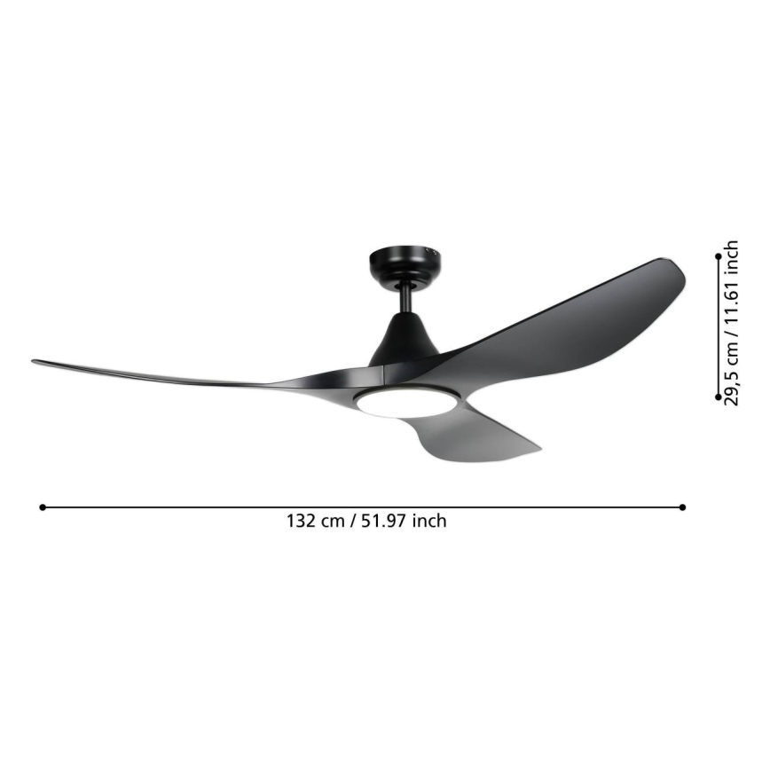 Eglo - LED plafonski ventilator LED/20W/230V 3000/4000/5000K prečnik 132 cm crne boje + daljinski upravljač