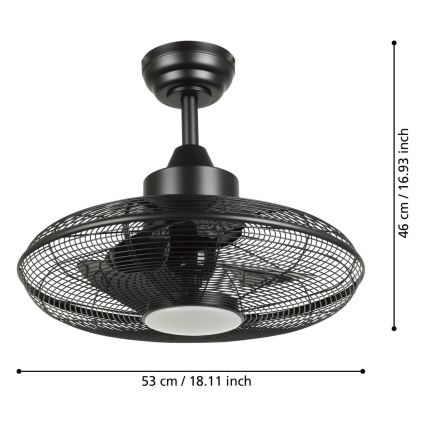 Eglo - LED plafonski ventilator 15 W, 230 V, 3000/4000/5000 K, prečnik 53 cm, crni, sa daljinskim upravljačem