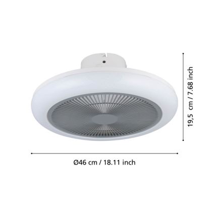 Eglo - LED prigušiva plafonski ventilator LED/25,5W/230V siva + daljinski upravljač