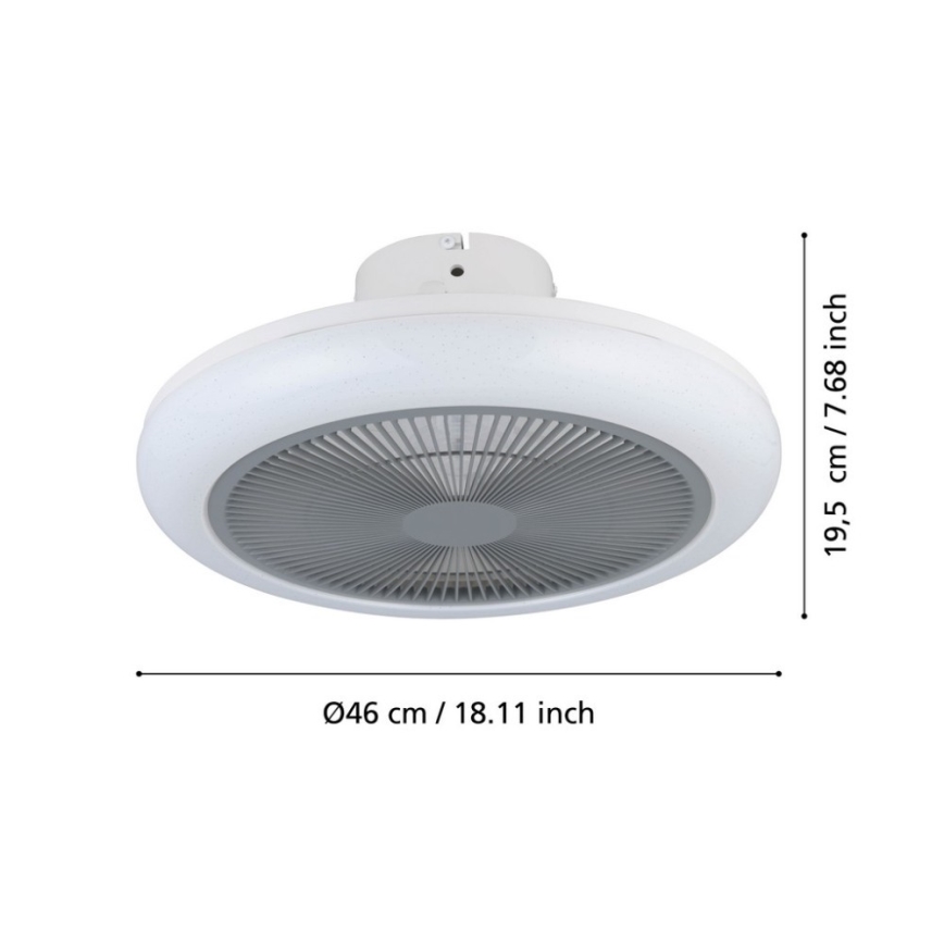 Eglo - LED prigušiva plafonski ventilator LED/25,5W/230V siva + daljinski upravljač