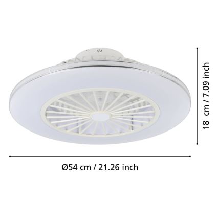 Eglo - LED prigušiva plafonski ventilator 3xLED/12,6W/230V 2700-6500K prečnik 55 cm beo + daljinski upravljač