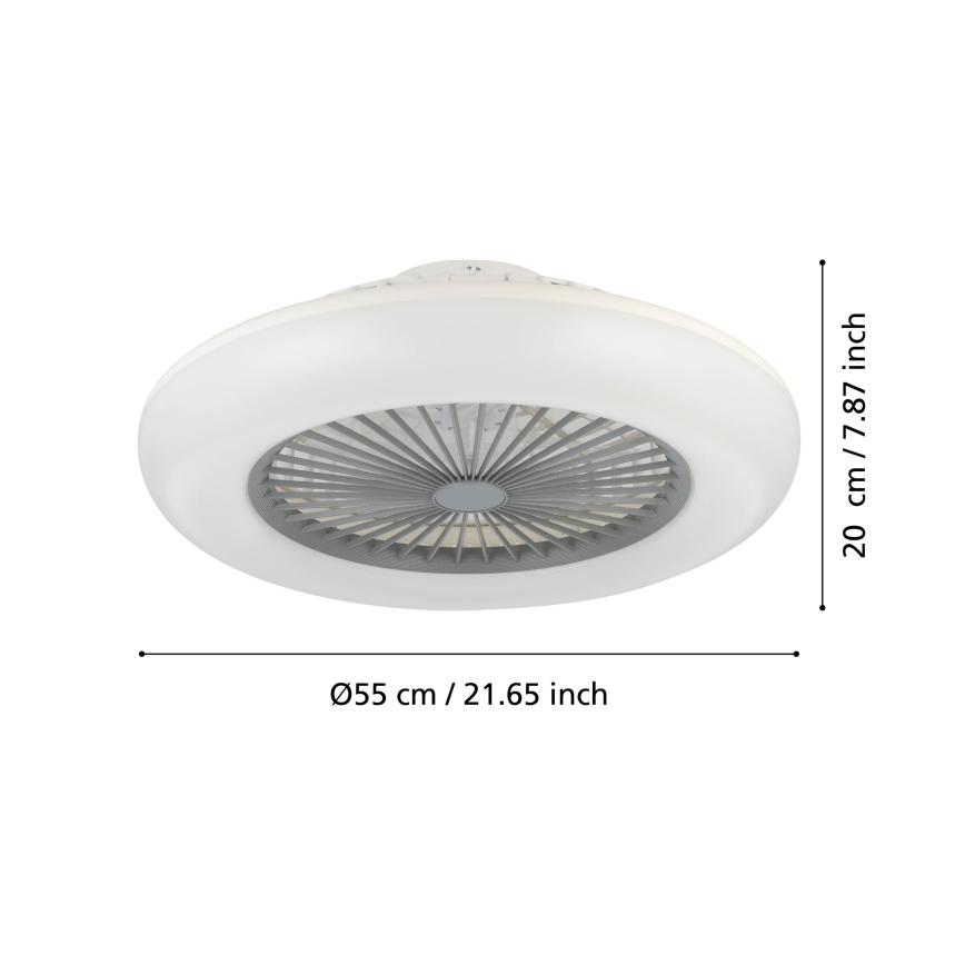 Eglo - LED prigušiva plafonski ventilator 3xLED/12,6W/230V 2700-6500K fi 55 cm siva + daljinski upravljač