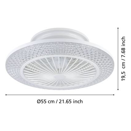 Eglo - LED prigušiva stropni ventilator 3xLED/12,6W/230V 2700-6500K prečnik 55 cm bela + daljinski upravljač