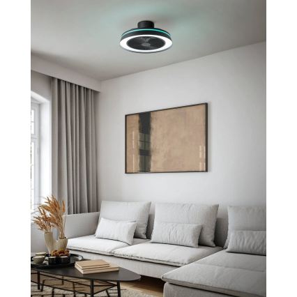 Eglo - LED RGBW prigušiva plafonski ventilator 3xLED/8,5W/230V+LED/6W 2700-6500K prečnik 48 cm crna + daljinski upravljač