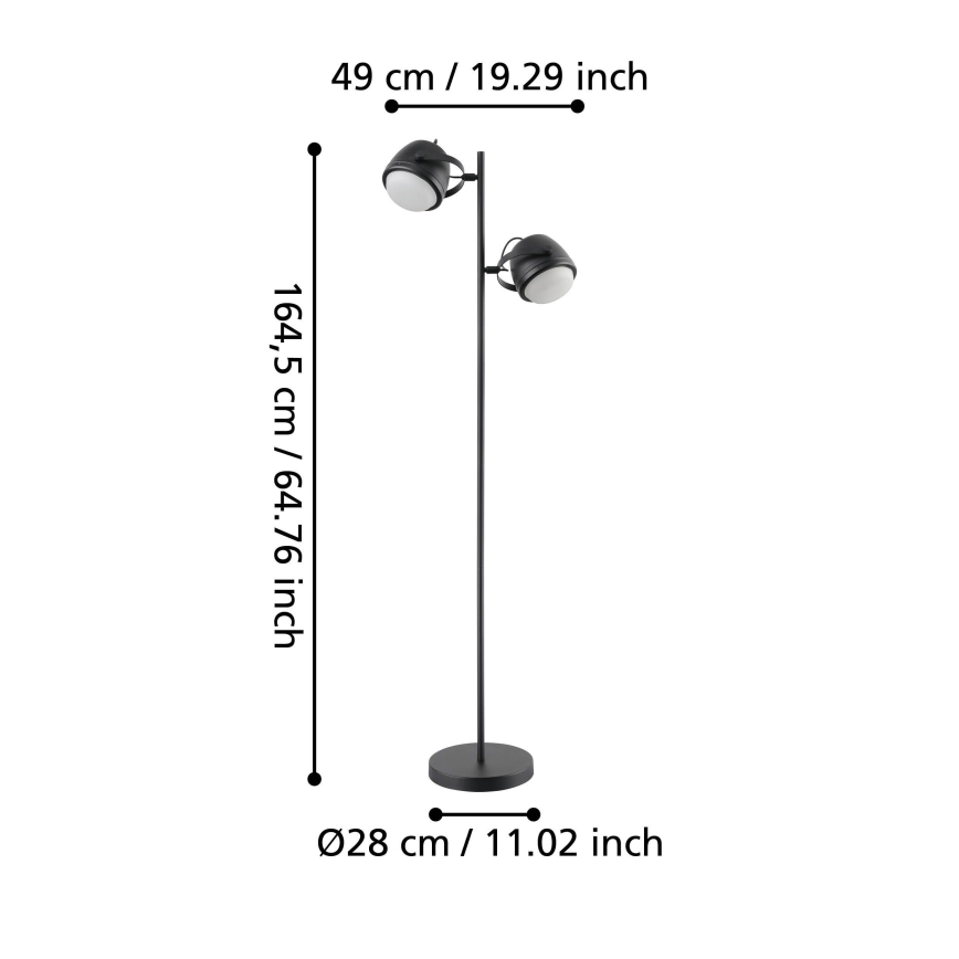 Eglo - Podna lampa 2xE27/28W/230V crna