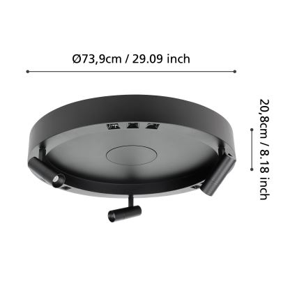 Eglo - LED prigušiva stropna svetiljka 3xLED/8W/230V + 3xLED/8,5W 3000K crna + daljinski upravljač