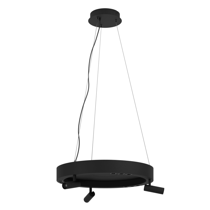 Eglo - LED prigušiva luster na sajli 3xLED/8W/230V + 3xLED/8,5W 3000K crna + daljinski upravljač