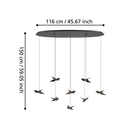 Eglo - LED prigušiva luster na sajli 8xLED/4,2W/230V 3000K crna
