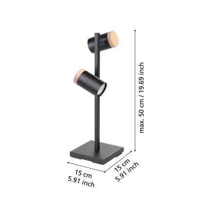 Eglo - LED stona lampa 2xGU10/4,5W/230V 3000K crna/smeđa