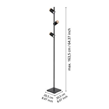 Eglo - LED stojeća lampa 3xGU10/4,5W/230V 3000K crna/braon