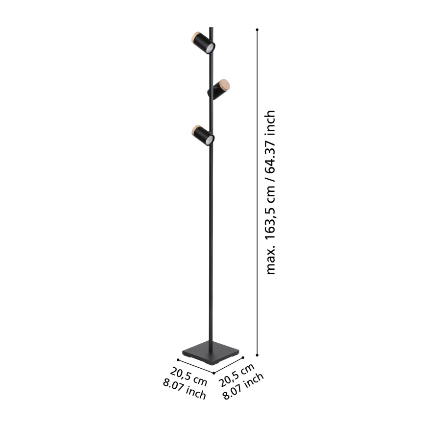 Eglo - LED stojeća lampa 3xGU10/4,5W/230V 3000K crna/braon