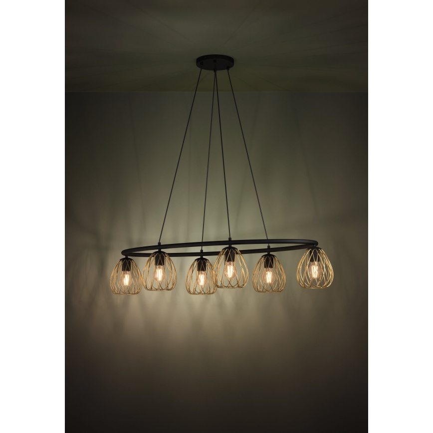 Eglo - Luster na sajli 6xE27/40W/230V crna/zlatna