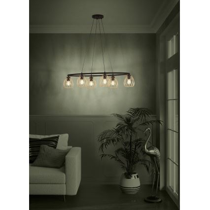 Eglo - Luster na sajli 6xE27/40W/230V crna/zlatna