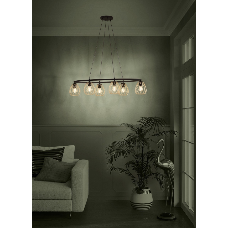 Eglo - Luster na sajli 6xE27/40W/230V crna/zlatna
