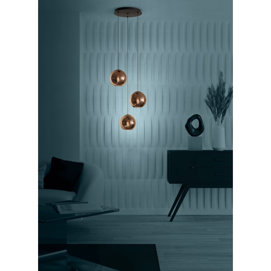 Eglo - Luster na sajli 3xE27/40W/230V bakarni