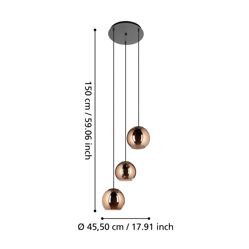 Eglo - Luster na sajli 3xE27/40W/230V bakarni