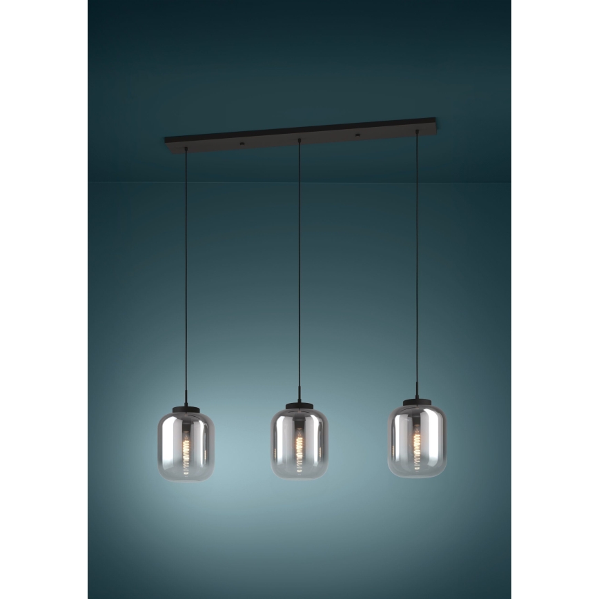 Eglo - Luster na sajli 3xE27/40W/230V zadimljeno