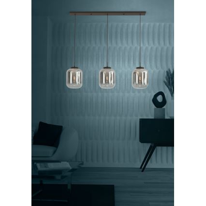 Eglo - Luster na sajli 3xE27/40W/230V zadimljeno