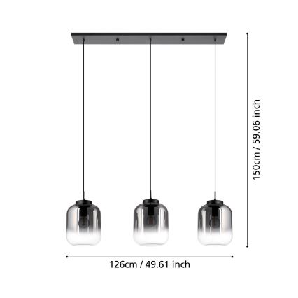 Eglo - Luster na sajli 3xE27/40W/230V zadimljeno