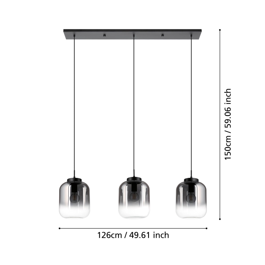 Eglo - Luster na sajli 3xE27/40W/230V zadimljeno