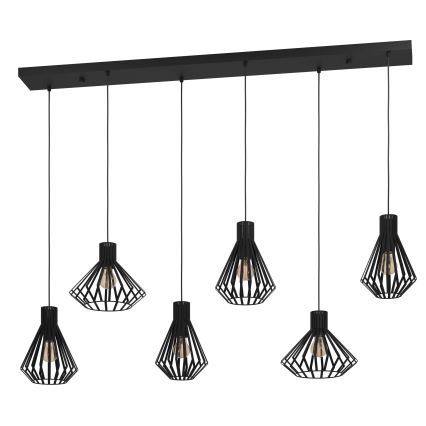 Eglo - Luster na sajli 6xE27/40W/230V crni