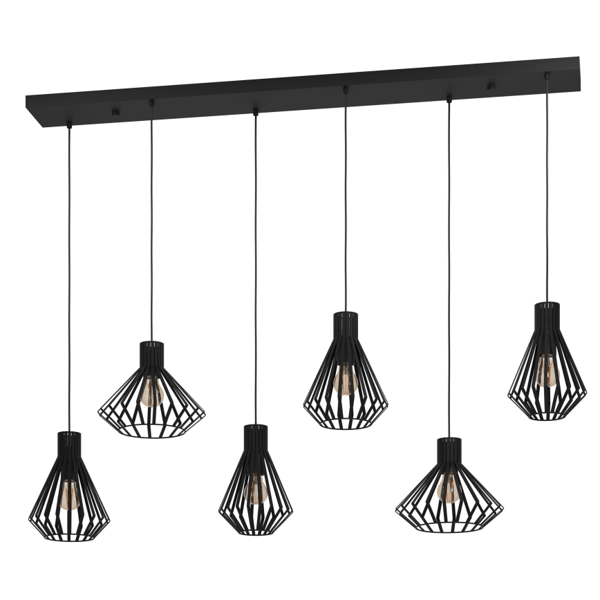 Eglo - Luster na sajli 6xE27/40W/230V crni