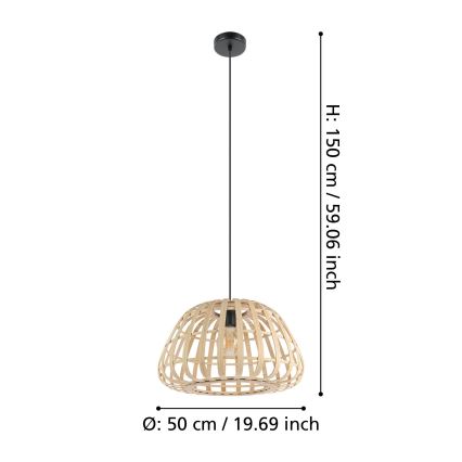 Eglo - Luster na sajli 1xE27/40W/230V prečnik 50 cm bambus