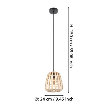 Eglo - Luster na sajli 1xE27/40W/230V prečnik 24 cm bambus