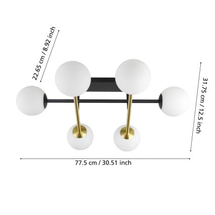 Eglo - Plafonski luster 6xE14/40W/230V zlatna/crna