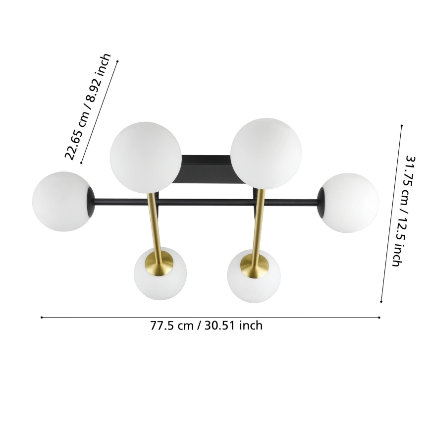 Eglo - Plafonski luster 6xE14/40W/230V zlatna/crna