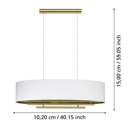 Eglo - Luster na sajli 4xE27/40W/230V bela/zlatna