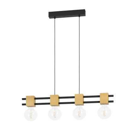 Eglo - Luster na sajli 4xE27/40W/230V crna/braon