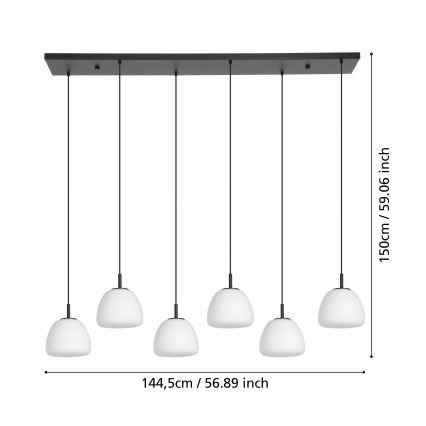 Eglo - Luster na sajli 6xE27/40W/230V crne boje