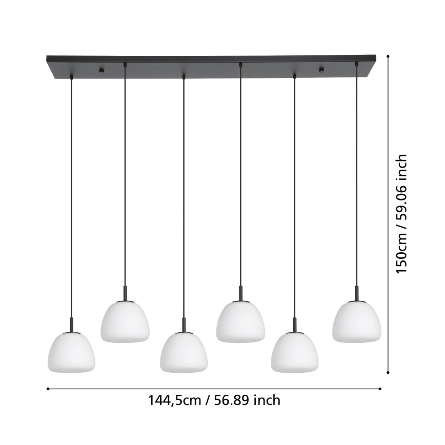 Eglo - Luster na sajli 6xE27/40W/230V crne boje