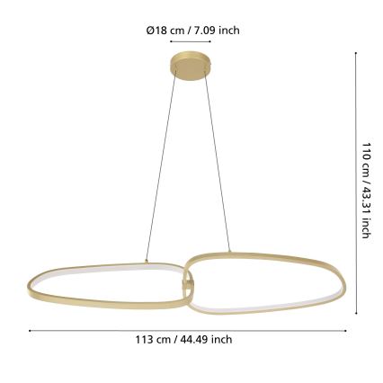 Eglo - LED prigušiva lustr na sajli LED/37,5W/230V 3000K zlatna