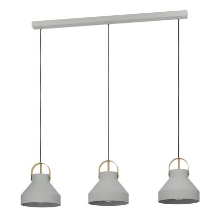 Eglo - Luster na sajli 3xE27/40W/230V siva