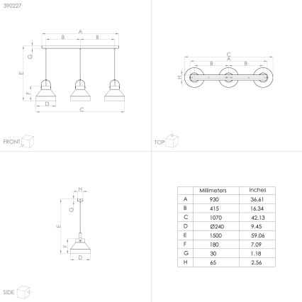 Eglo - Luster na sajli 3xE27/40W/230V siva