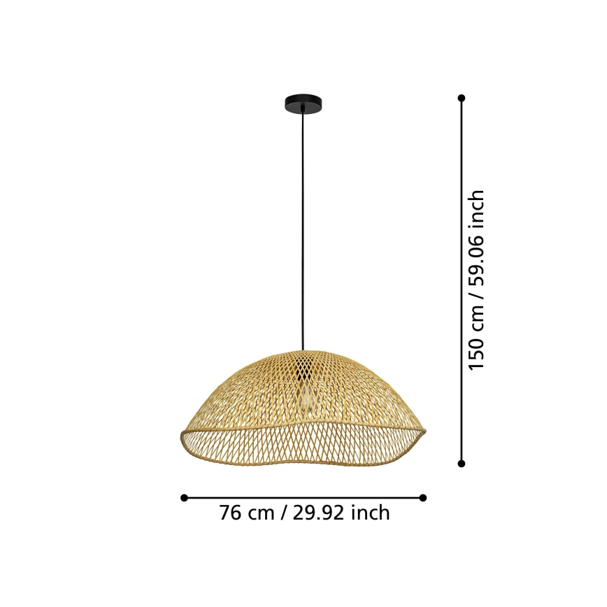 Eglo - Luster na sajli 1xE27/40W/230V, prečnik 72 cm, bambus