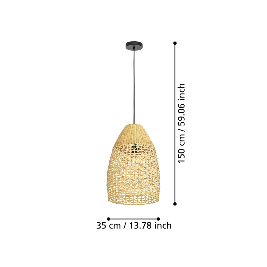 Eglo - Viseći luster na sajli 1xE27/40W/230V, prečnik 35 cm, bambus