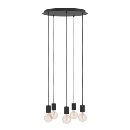 Eglo - Crni luster na sajli 5xE27/40W/230V