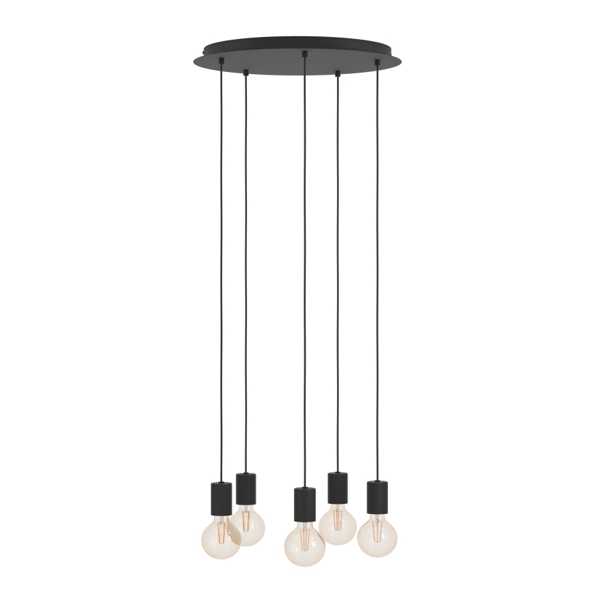 Eglo - Crni luster na sajli 5xE27/40W/230V