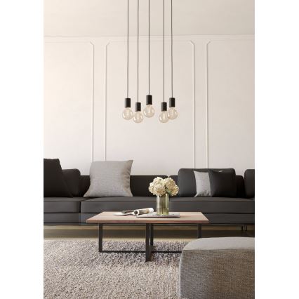 Eglo - Crni luster na sajli 5xE27/40W/230V