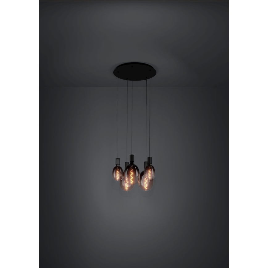 Eglo - Crni luster na sajli 5xE27/40W/230V