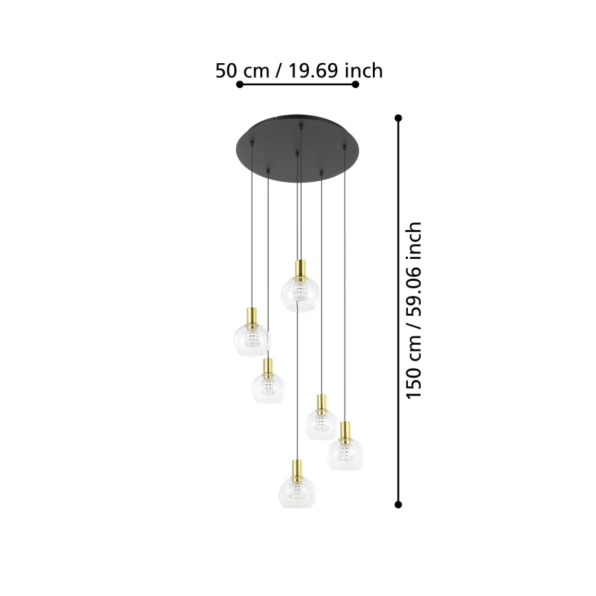 Eglo 390279 - LED prigušiva luster na sajli 6xLED/5,4W/230V 3000K prečnik 54 cm zlatni
