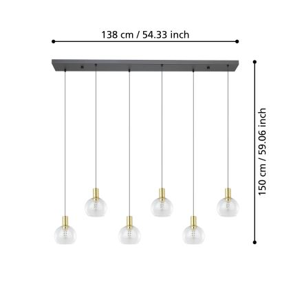 Eglo - LED prigušiva luster na sajli 6xLED/5,4W/230V 3000K zlatna