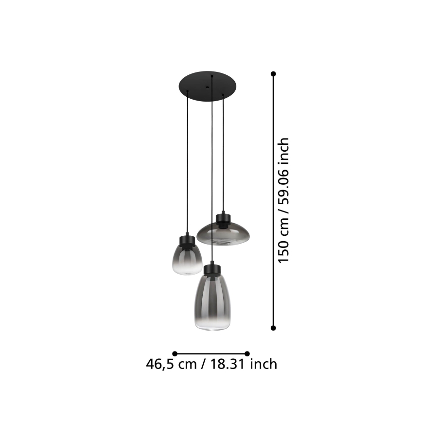 Eglo - LED prigušiva luster na sajli 3xLED/5,4W/230V 2700K zadimljena