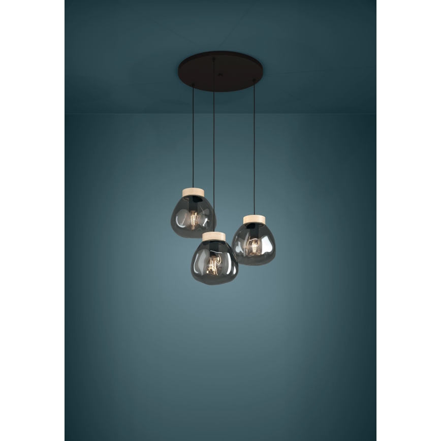 Eglo - Luster na sajli 3xE27/40W/230V, zadimljenog stakla