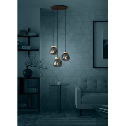 Eglo - Luster na sajli 3xE27/40W/230V, zadimljenog stakla